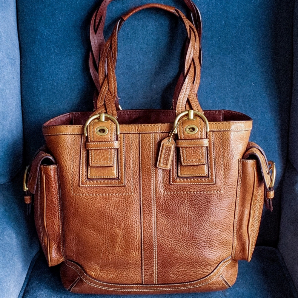 Coach Soho Limited Edition Mia Braided Handle Tote in Tobacco Brown